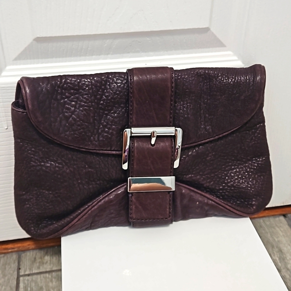 Michael Kors Clutch Deep Purple with Silver Hardware